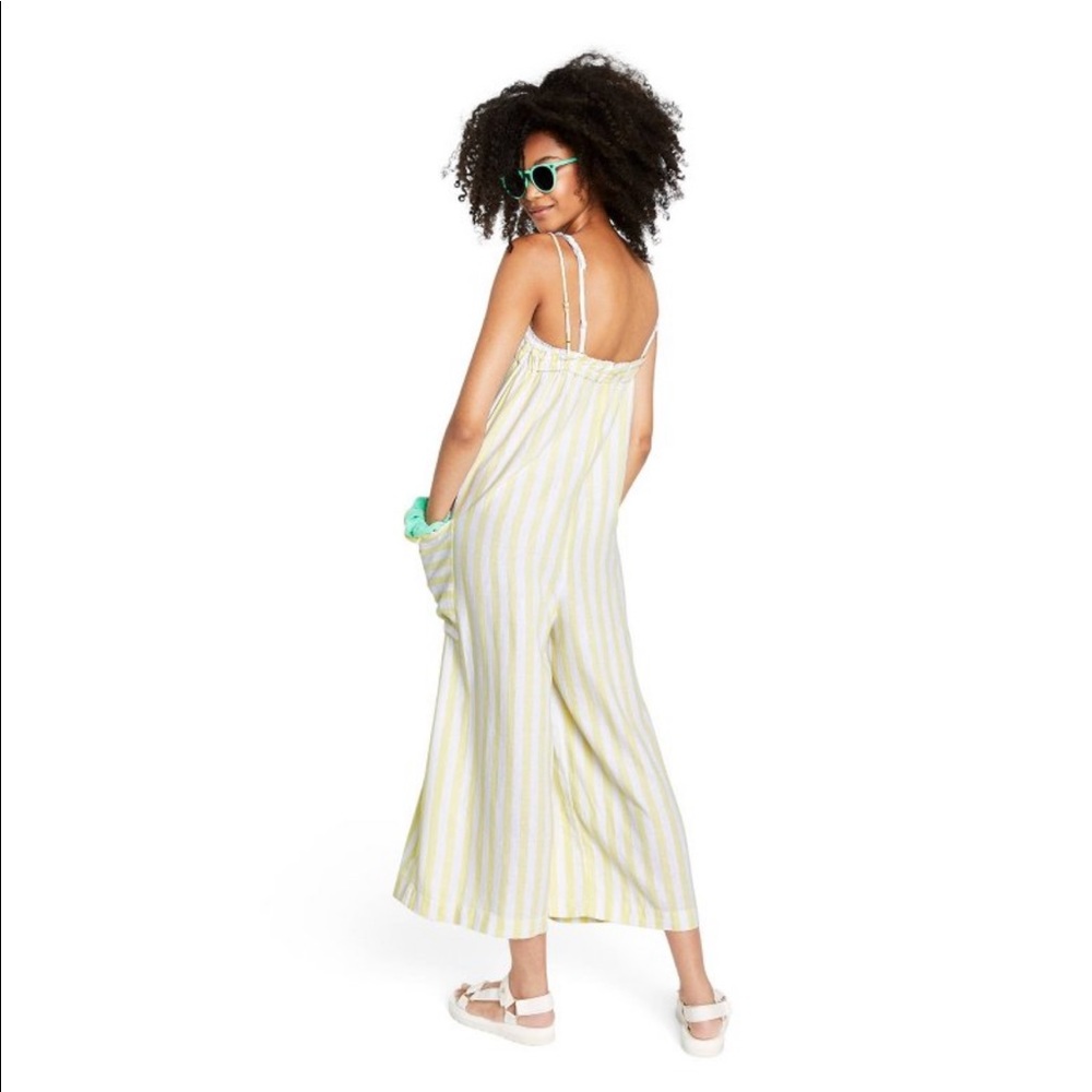 Stoney Clover Lane Linen Jumpsuit - Yellow & White - Size Large - Picture 7 of 10